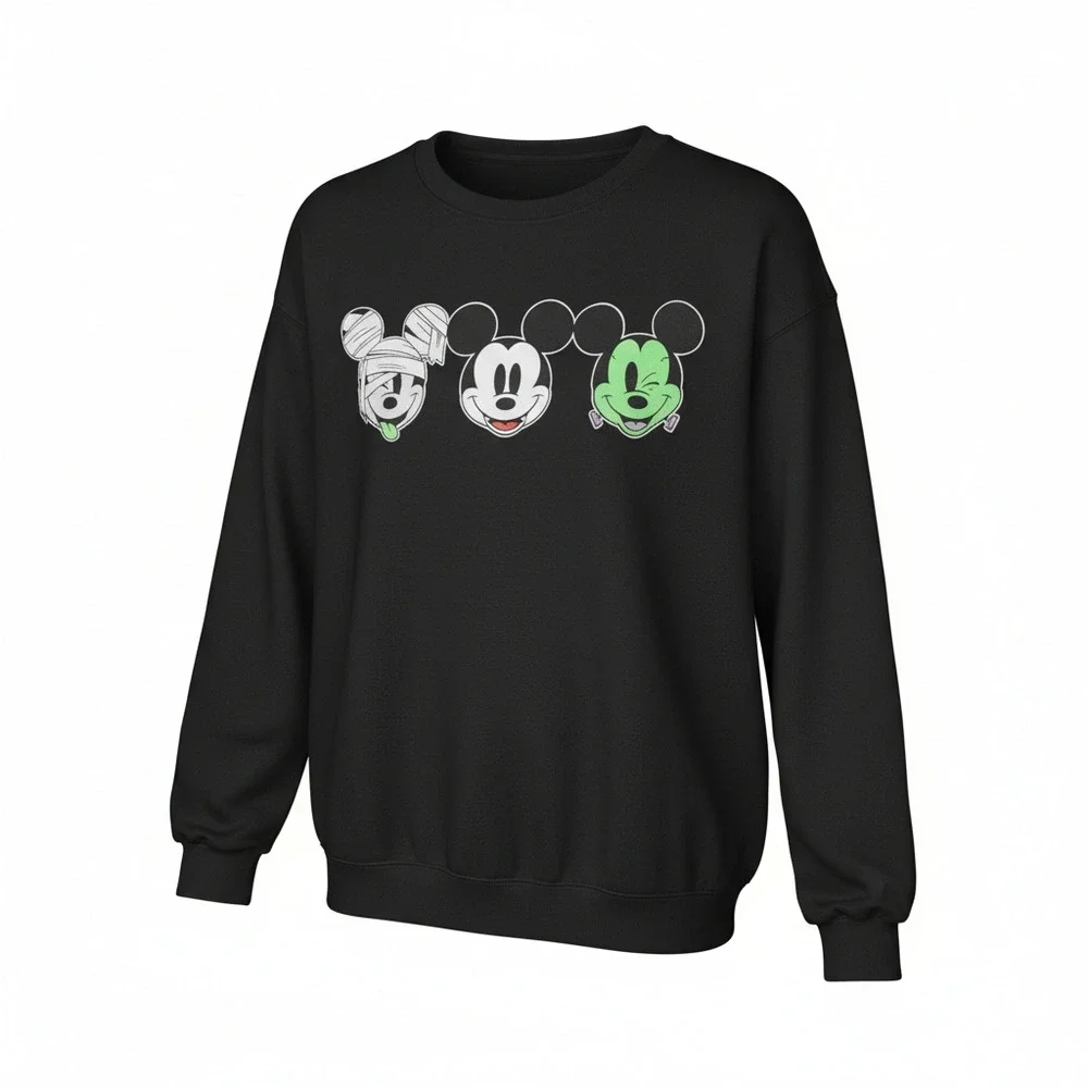 Disney Womens Medium Halloween Mickey Mouse Pullover Sweatshirt Mummy Vampire - Picture 5 of 6